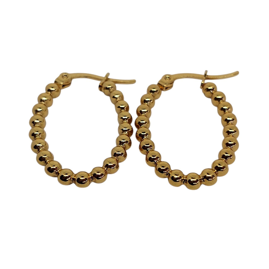 Argollas con bolitas en forma ovalada