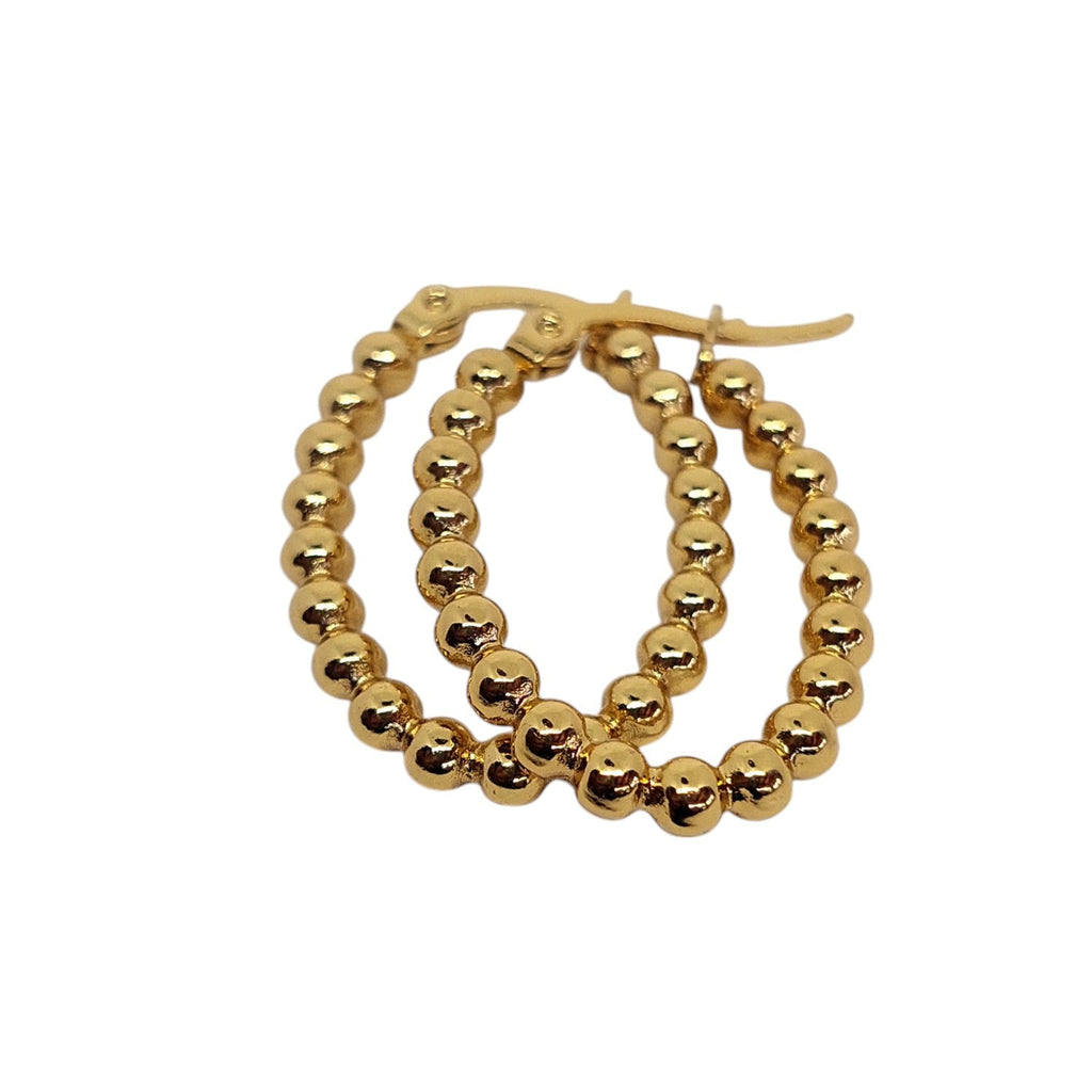 Argollas con bolitas en forma ovalada