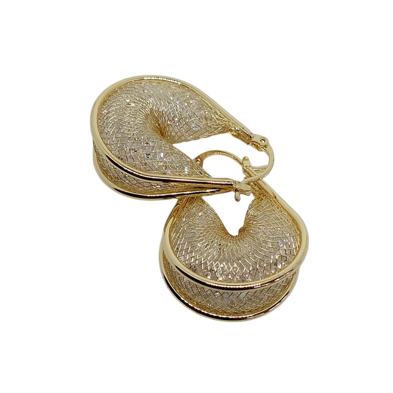 Argollas con tejido interior con cuarzo blanco