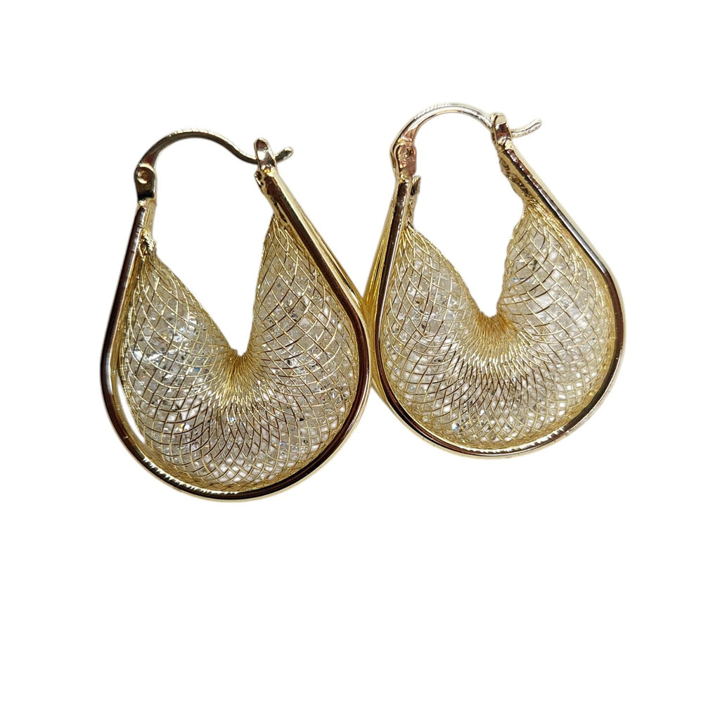 Argollas con tejido interior con cuarzo blanco