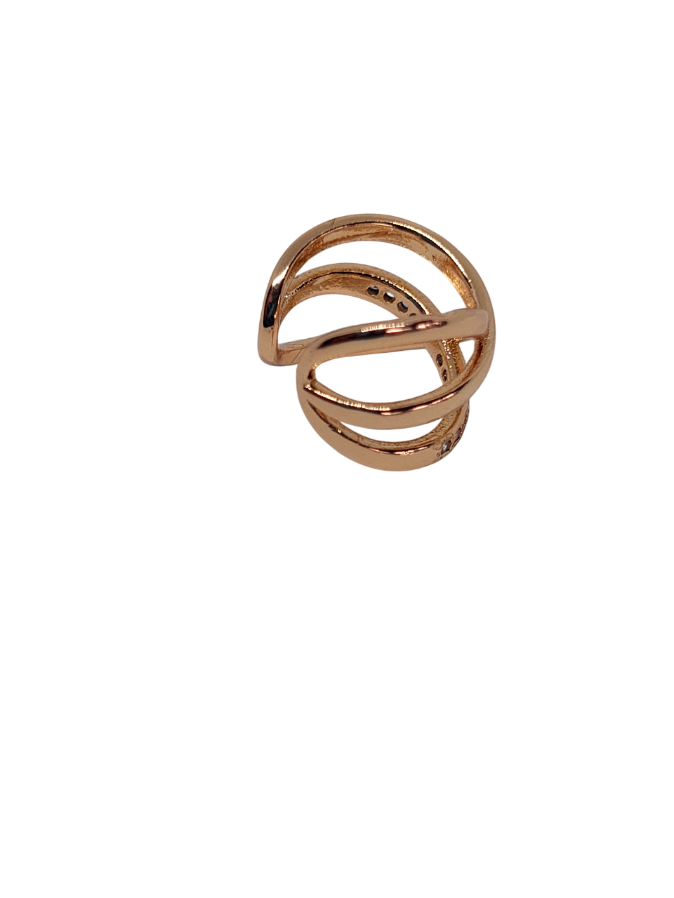 Earcuff de dos lineas una cruzada con brillos