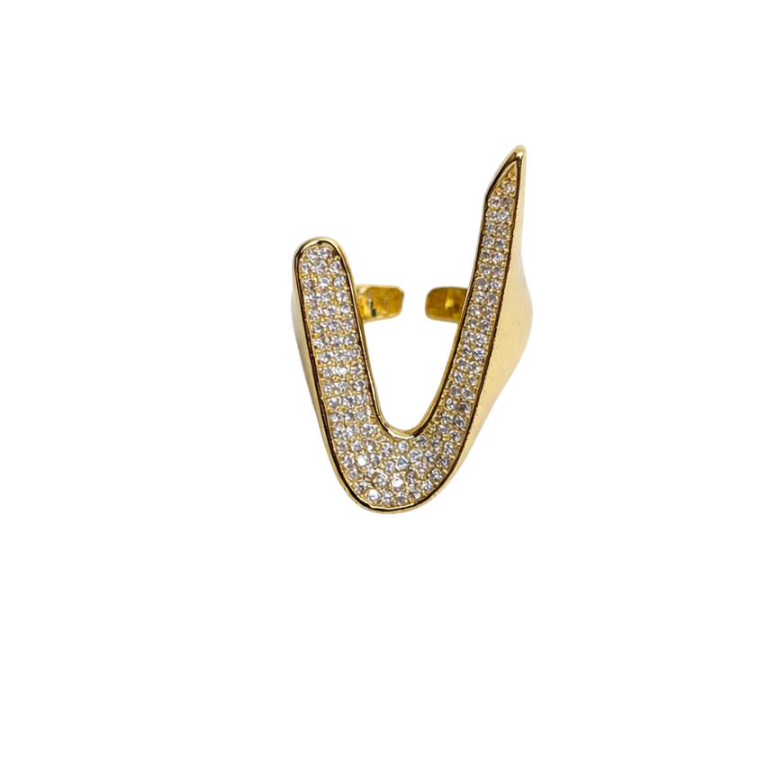 Regulable letra V cuarzo blanco