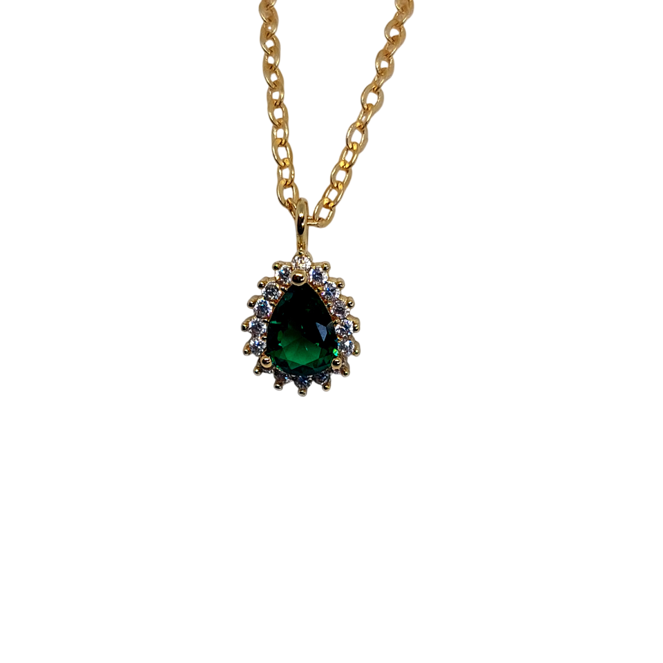 Collar de cuarzo verde con brillos al rededor