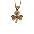 Collar de trebol de tres hojas de corazon cuarzo blanco