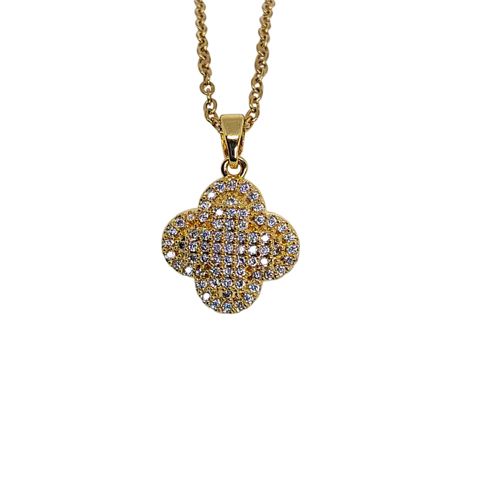 Collar de trebol brillate blanco