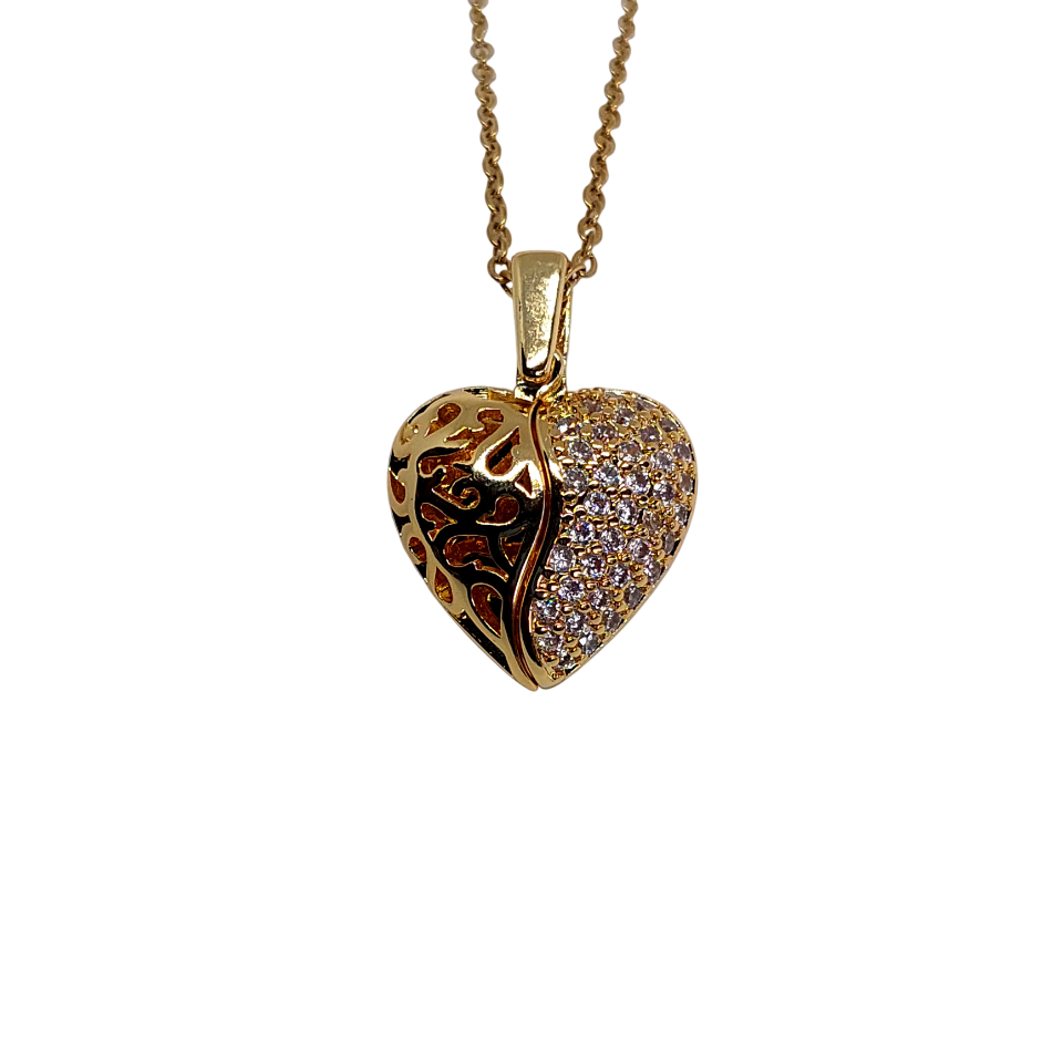 Collar de corazon de mitad blanco y simple