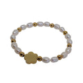 Pulsera elastica de perlas con flor de 5 hojas