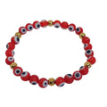 Pulsera elastica de ojos turcos rojos mas acero