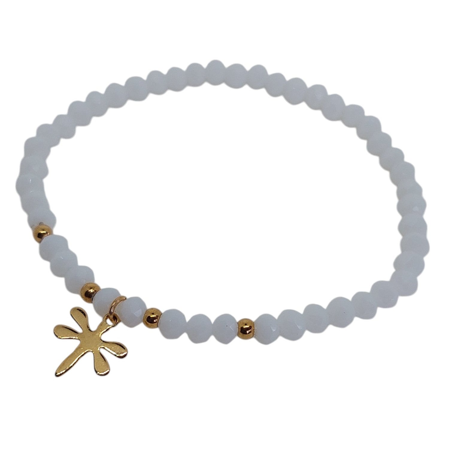 Pulsera elastica blanca con libelula