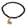 Pulsera elastica negra con conejo