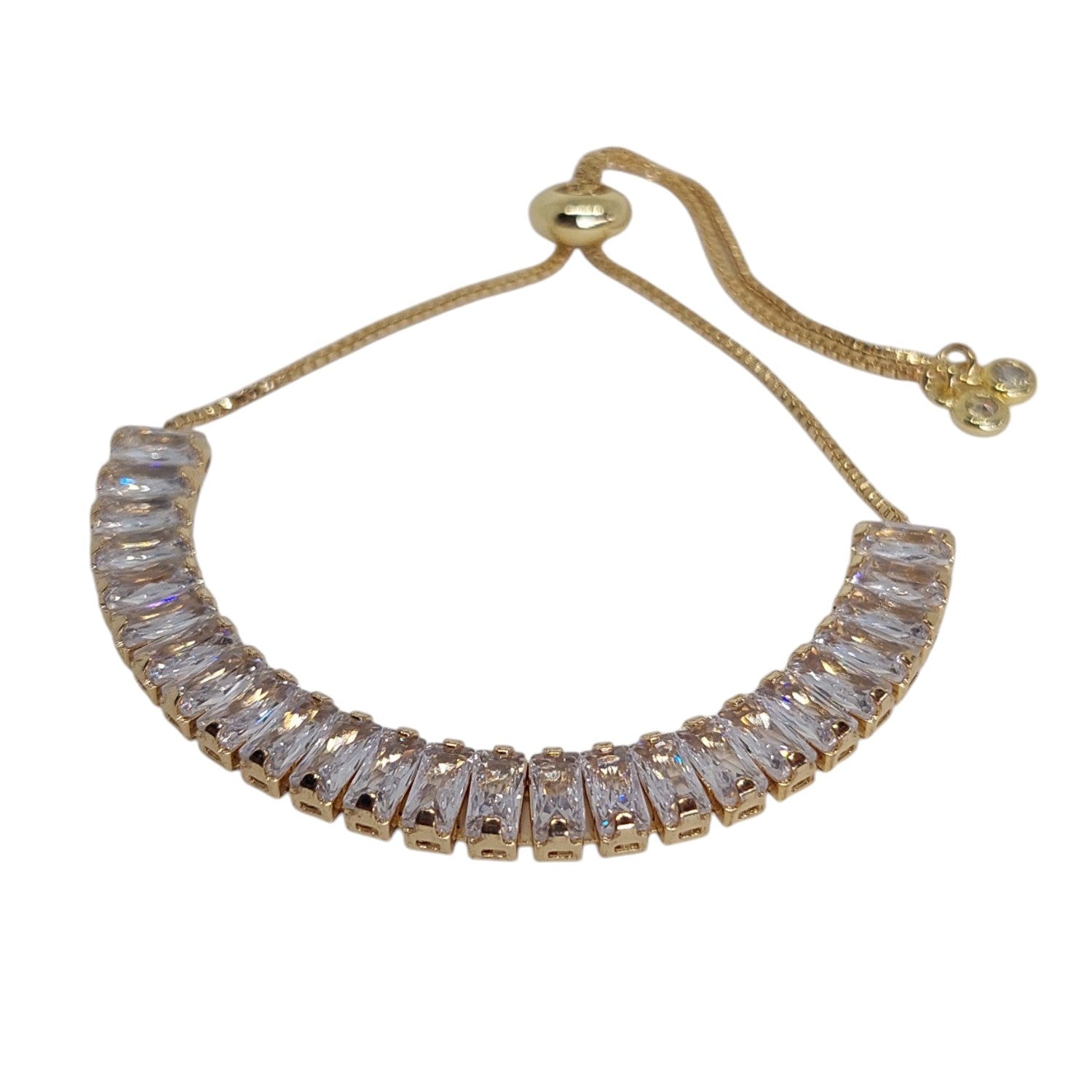 Pulsera regulable lineal cuarzo blanco rectangulares