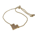 Pulsera regulable de corazon cuarzo blanco