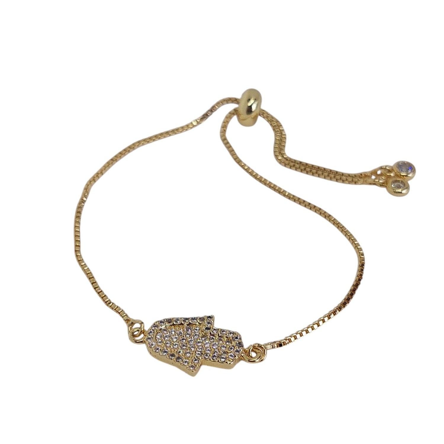 Pulsera regulable de mano jamsa de cuarzo blanco