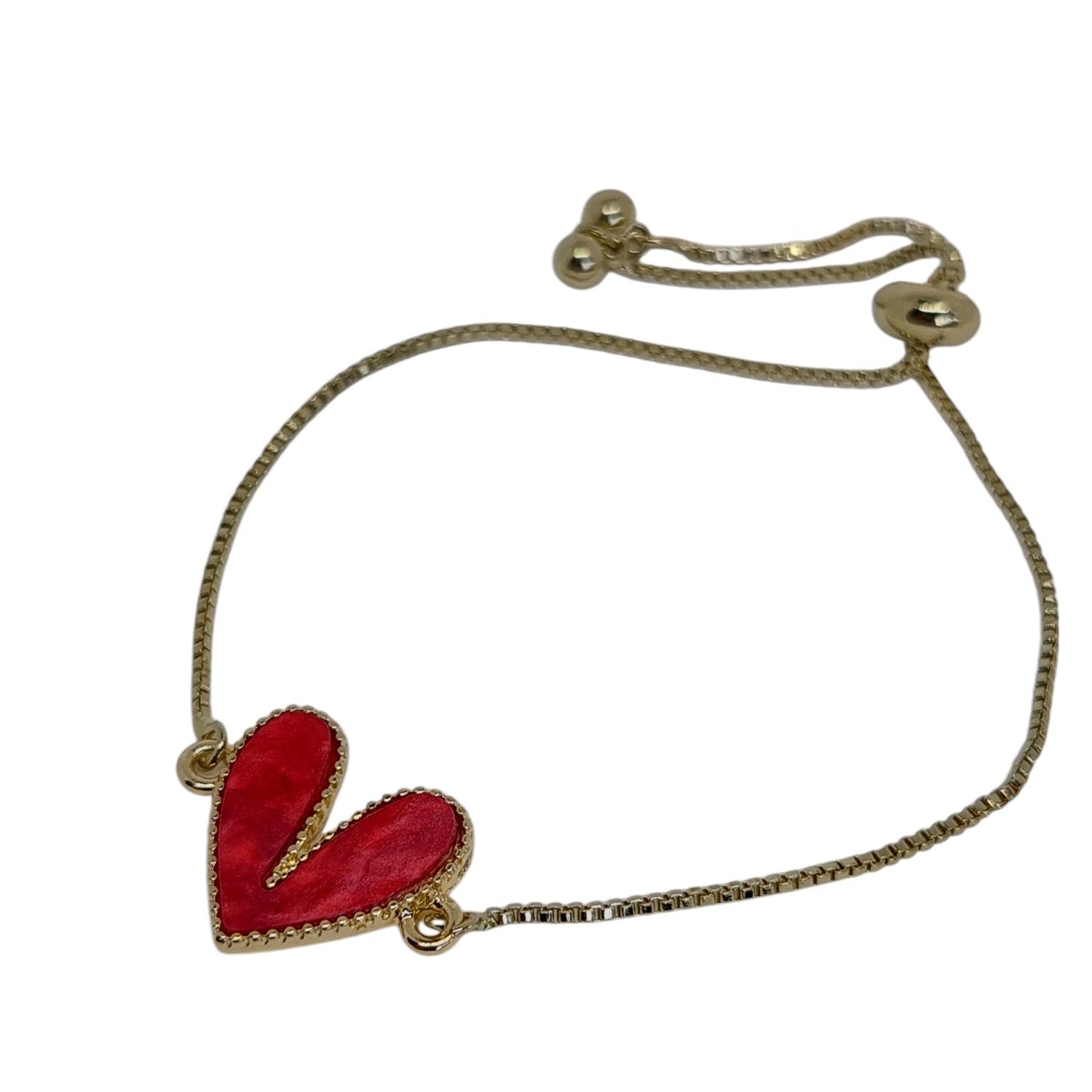 Pulsera regulable con corazon rojo