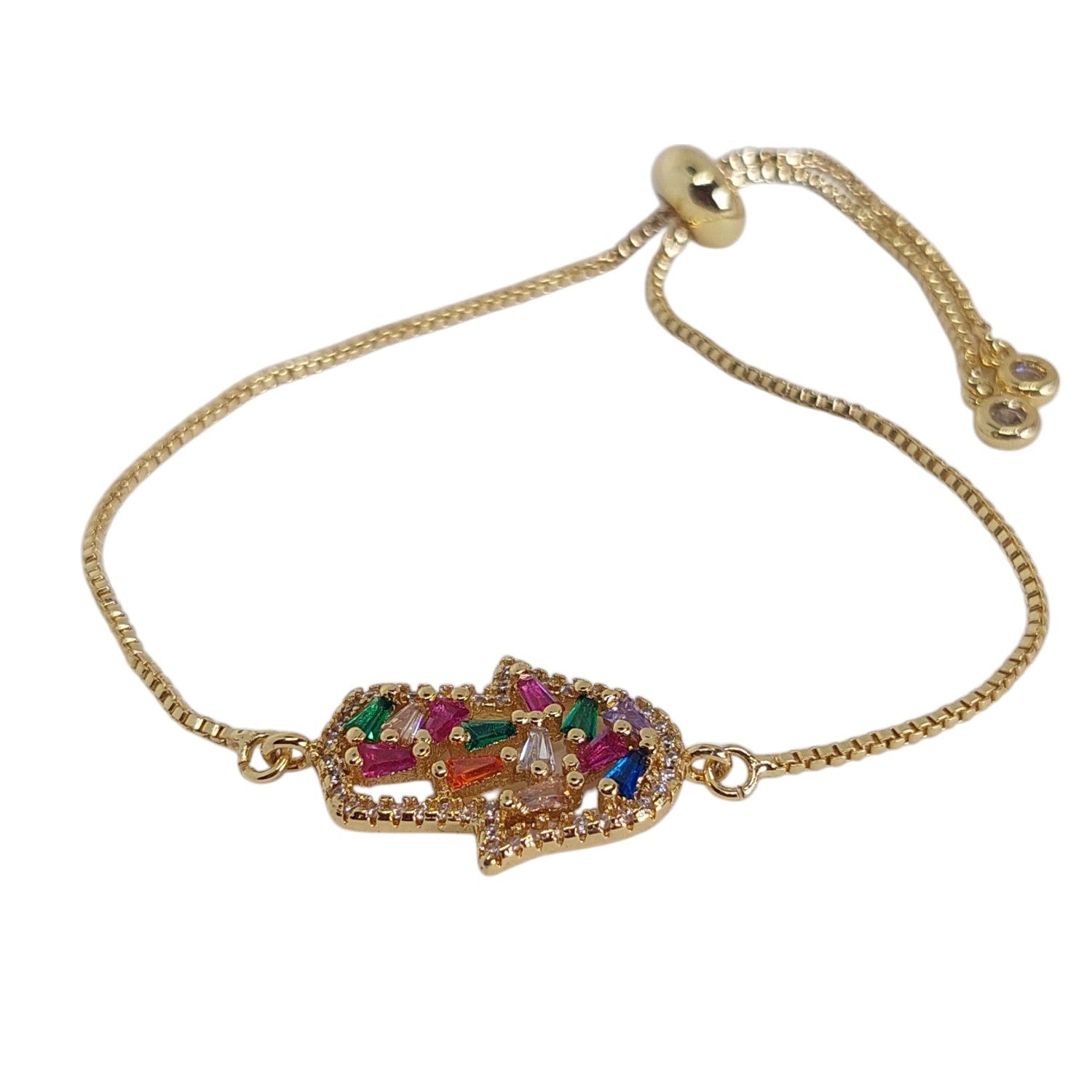 Pulsera regulable de mano con cuarzo de muchos colores