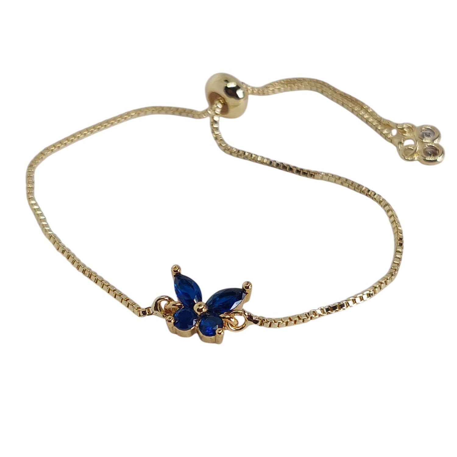 Pulsera regulable de mariposa azul