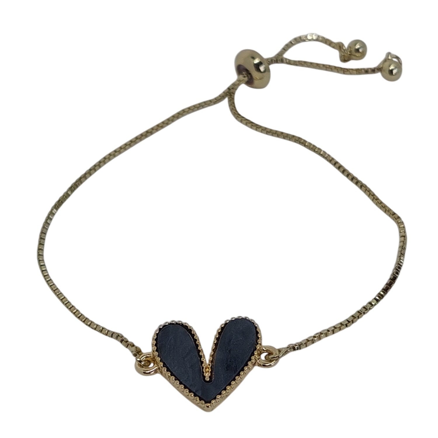 Pulsera regulable corazon negro