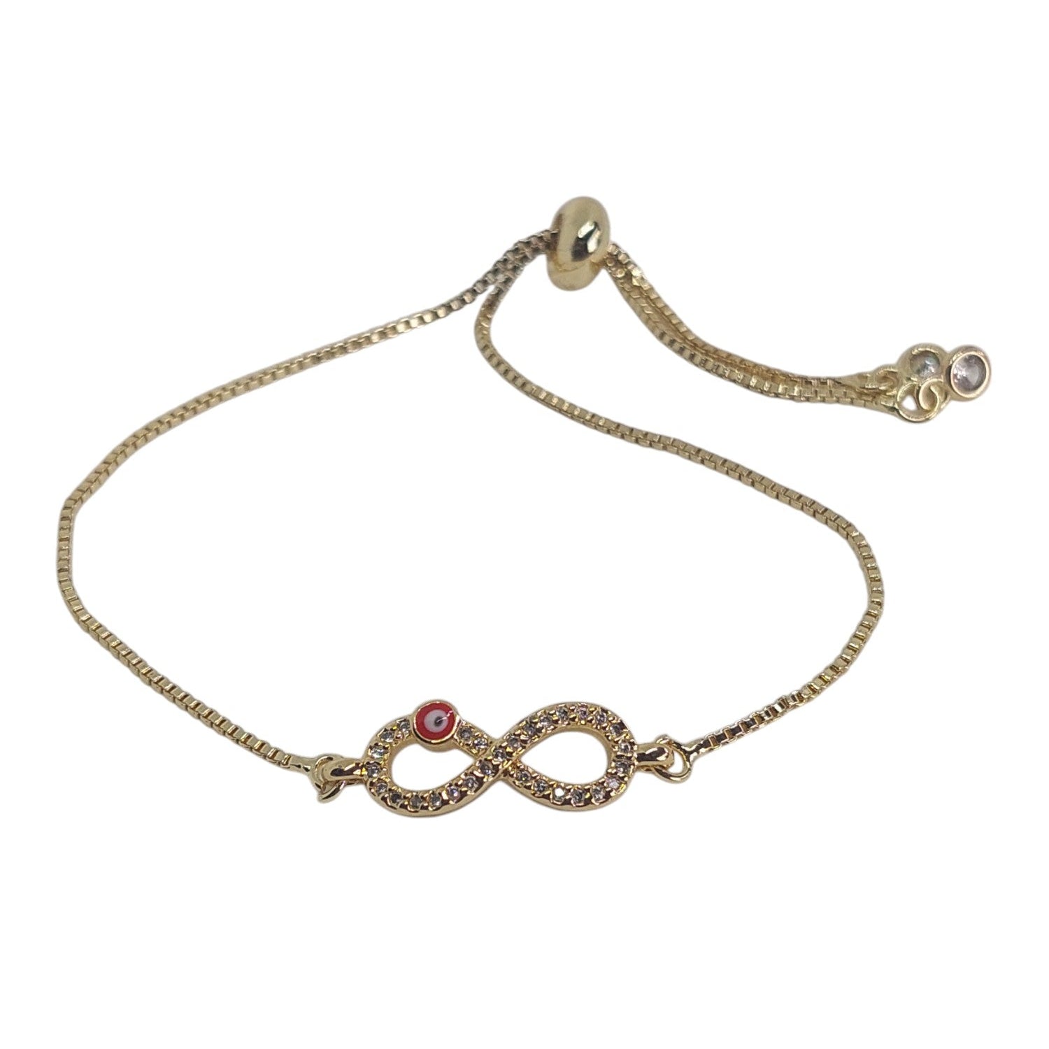 Pulsera regulable de infinito mas ojito turco color rojo