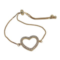 Pulsera regulable de corazon cuarzo blanco