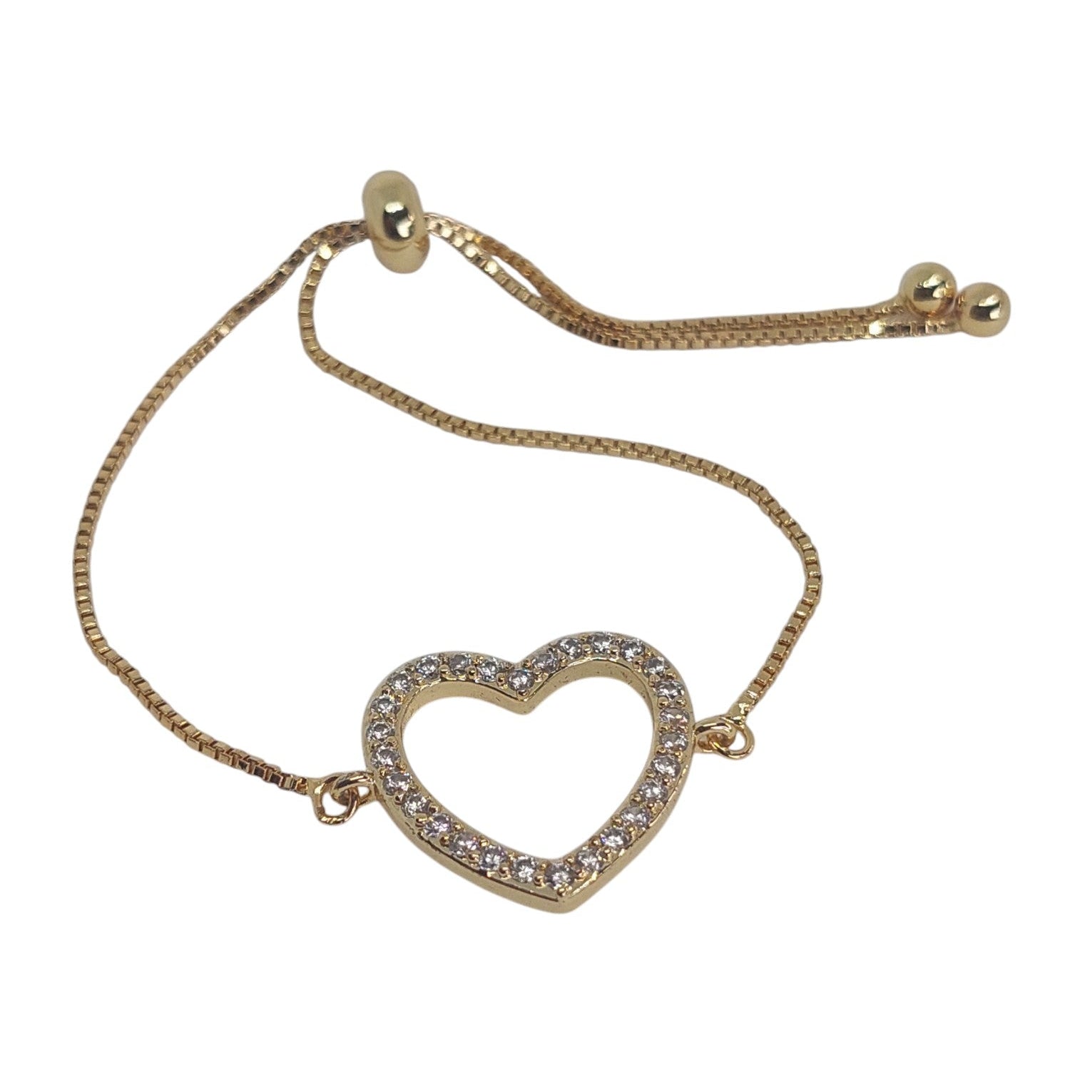 Pulsera regulable de corazon cuarzo blanco