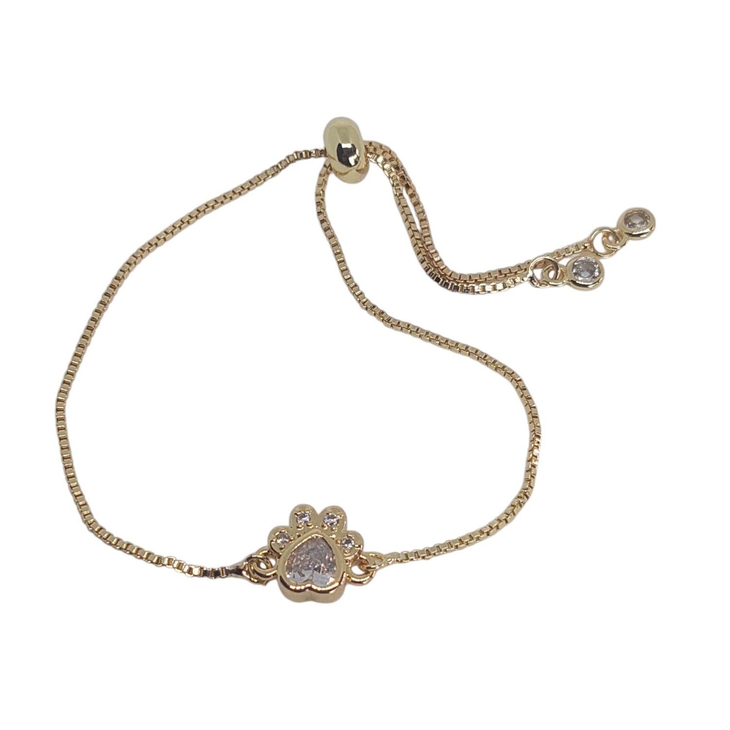 Pulsera regualable de huella de perro de cuarzo blanco