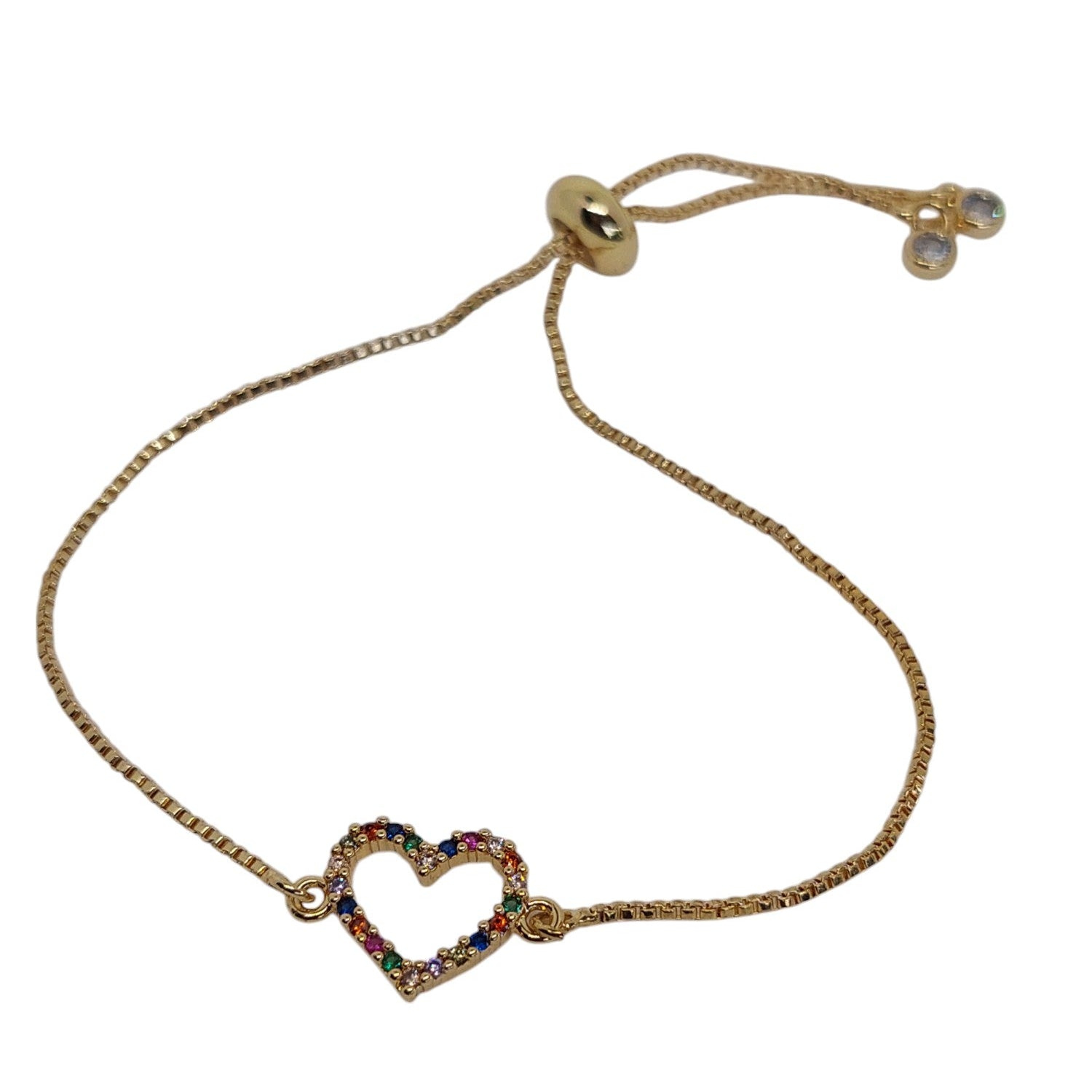 Pulsera regulable corazon borde de muchos colores