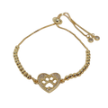 Pulsera regulable de bolita corazon huella de perro