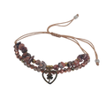 Pulsera regulable tejida de piedras naranjas corazon con trebol