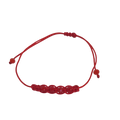 Pulsera regulable tejida lineal de cuatro cuarzos rojos