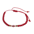 Pulsera regulable tejida con ojo turco rojo