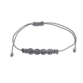 Pulsera regulable tejida lineal cuatro cuarzos grises