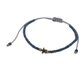 Pulsera regulable tejida mostacilla azul platino con estrella