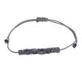 Pulsera regulable tejida lineal de cuatro cuarzos azules platino