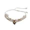 Pulsera regulable tejida piedras blancas con corazón