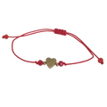 Pulsera regulable tejida de corazon de cuarzo rojo