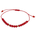 Pulsera regulable tejida lineal cuarzo rojo