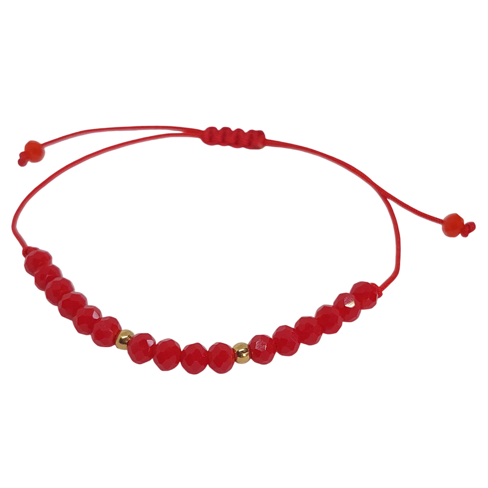 Pulsera regulable tejida lineal cuarzo rojo