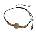 Pulsera regulable tejido de bolitas con cuarzo