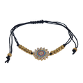 Pulsera regulable tejida de sol con cuarzos celestes y rosados