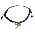 Pulsera regulable tejida negra con libelula