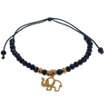Pulsera regulable tejida negra con elefantes