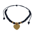 Pulsera regulable tejida negra con corazon