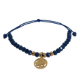 Pulsera regulable tejida azul con trebol de 4 hojas