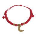 Pulsera regulable tejida roja con luna