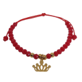 Pulsera regulable tejida roja con corona