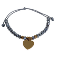 Pulsera regulable tejida gris plata con corazon