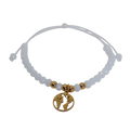 Pulsera regulable tejido blanca con mundo
