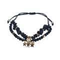 Pulsera regulable con piedras negras con familia