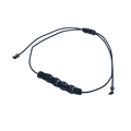 Pulsera regulable tejida lineal de cuatro cuarzos negros